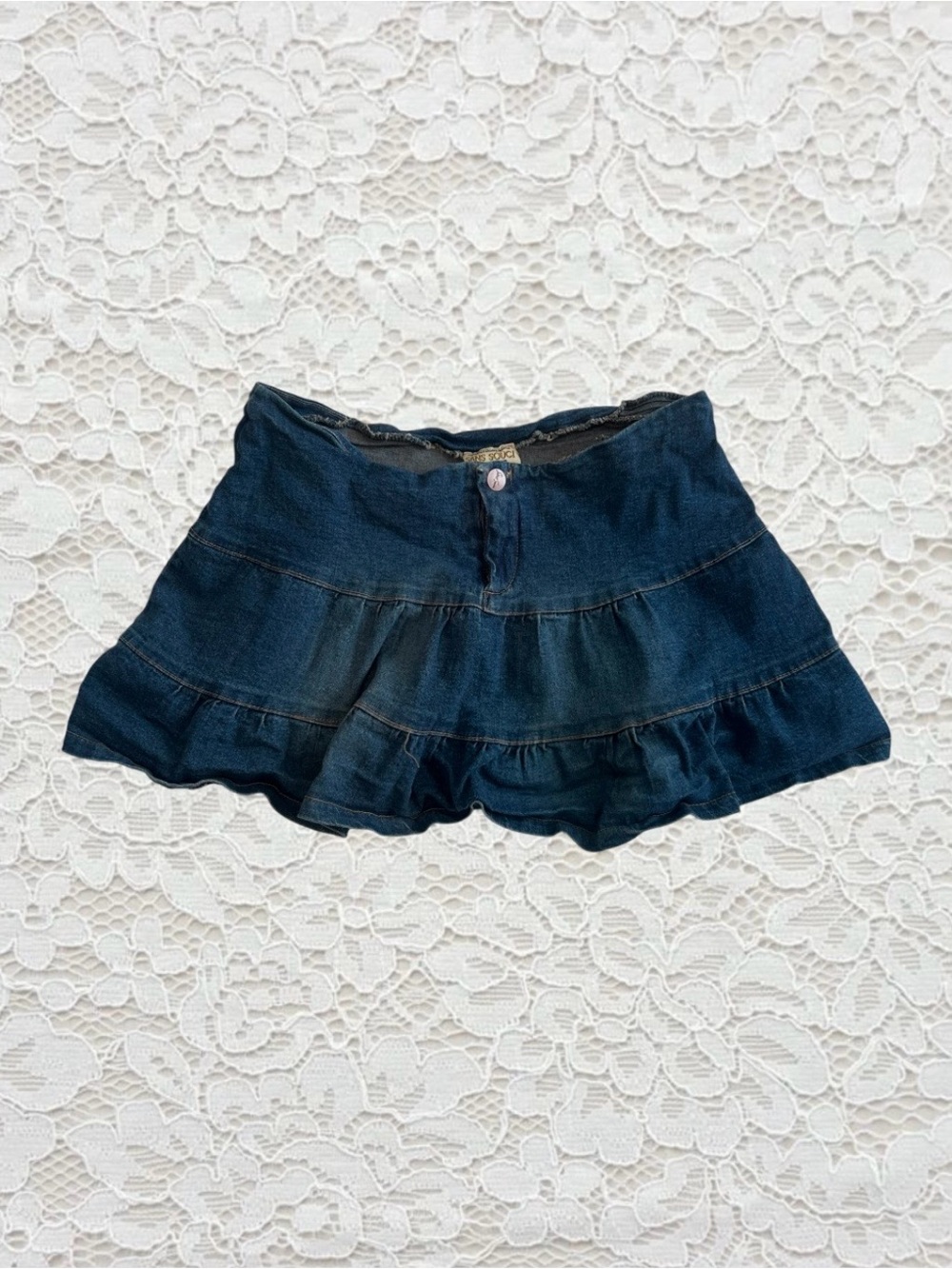vintage y2k tiered denim mini skirt